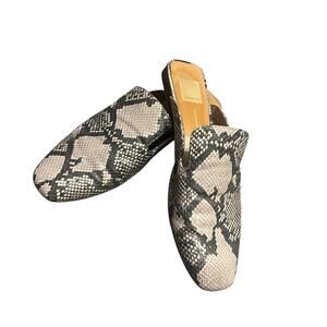 Dolce Vita Bree Snake Print Tan Cream Slip-On Slides Mules Size 8 Gray Flats